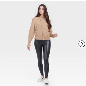 NWOT Assets By Spanx All Over Faux Leather Black Leggings, Size S